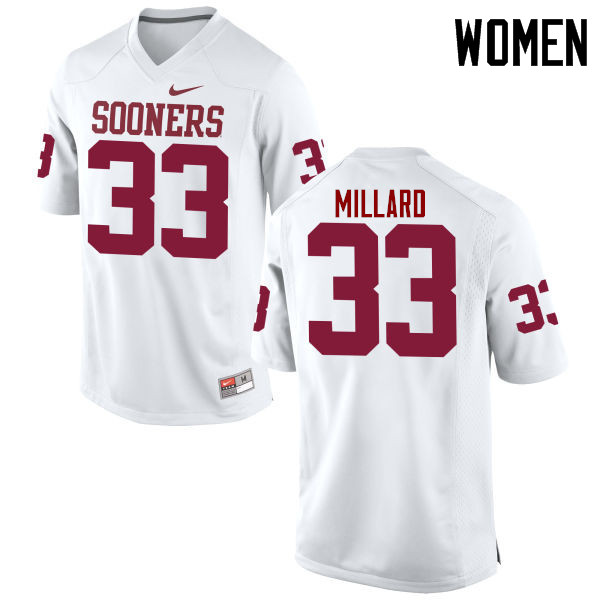 Women Oklahoma Sooners #33 Trey Millard College Football Jerseys Game-White